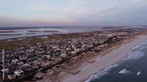 Sunset Aerial View of Lido Beach Residential Area in Long Island New York photo