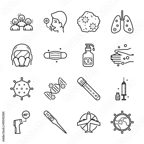 Coronavirus Outbreak icon set, Coronavirus (COVID-19) outbreak icon set, Vector and Illustration.