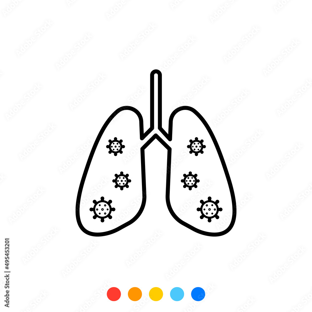Lungs infected by virus flat design element, Icon, Vector and Illustration. Lungs infected by virus flat design element, Icon, Vector and Illustration.
