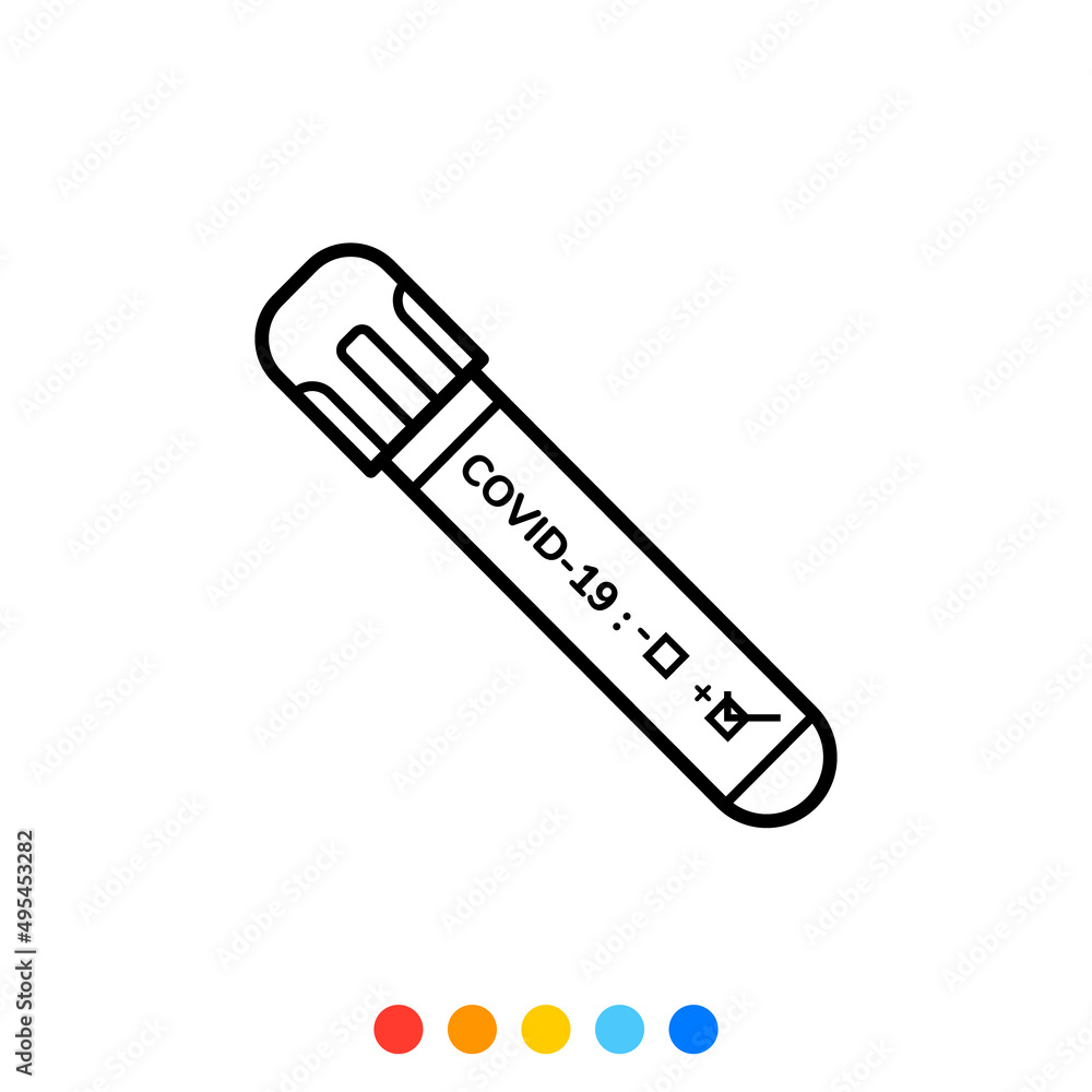 Test tubes containing the corona virus, Icon, Vector and Illustration. Test tubes containing the corona virus, Icon, Vector and Illustration.