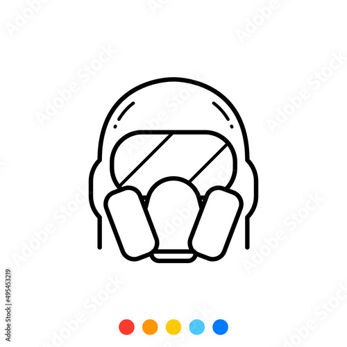 Gas mask flat design element, Icon, Vector and Illustration.