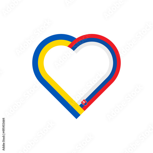 heart ribbon icon with ukraine and slovakia flags. vector illustration isolated on white background	
