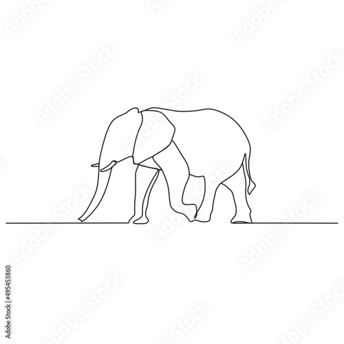 Drawing an elephant in one line. Modern style of drawing. Logotype. Vector illustration