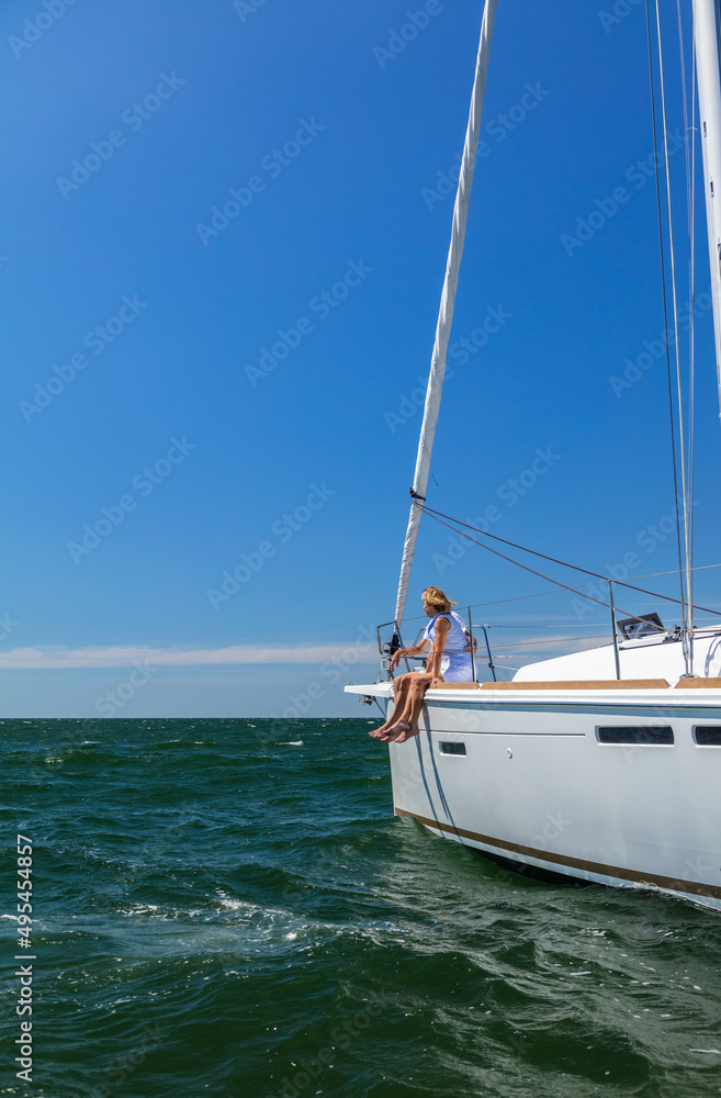 Fototapeta premium Ocean adventures for senior couple on luxury yacht