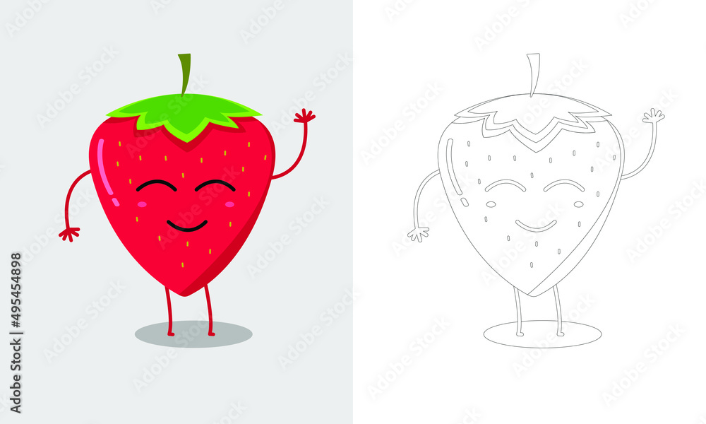 Strawberry cartoon vector illustration, children learning materials