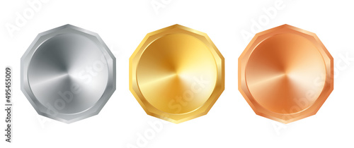Vector set golden, bronze and silver web luxury award banners. Premium web metalic banners or buttons.
