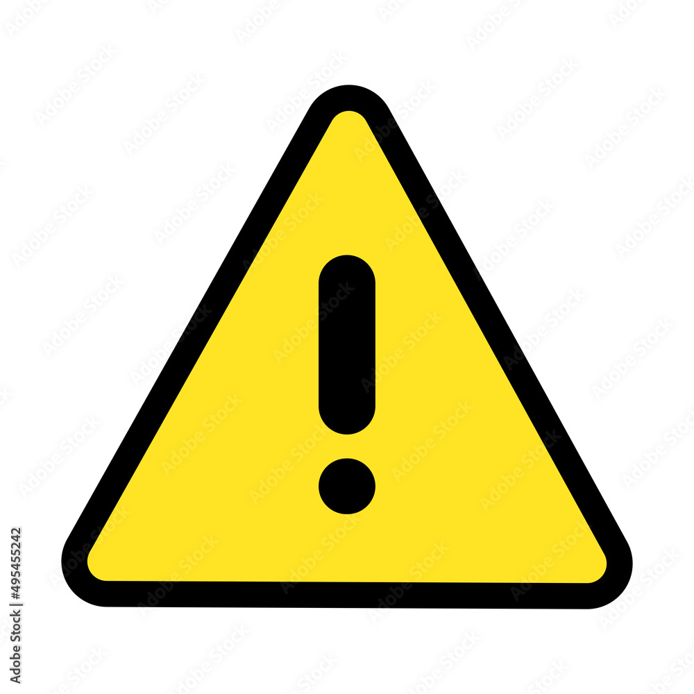 exclamation mark warning sign on yellow triangle,caution vector icon. exclamation mark warning sign on yellow triangle,caution vector icon.