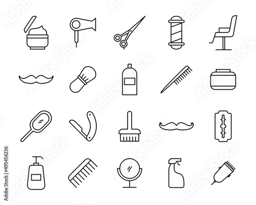 set of barbershop equipment vector icons. simple illustration of fashion tools.