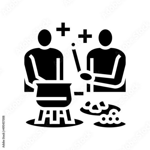 party fondue glyph icon vector. party fondue sign. isolated contour symbol black illustration