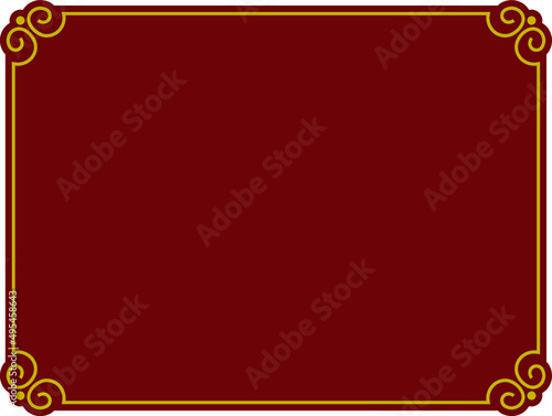 Yellow gold and brown red vintage vector background with elegant thin border frame and copy space for text. Poster, banner, label or package design