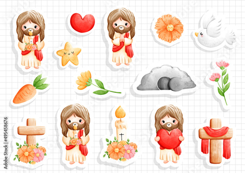 Happy Easter sticker, vector illustration