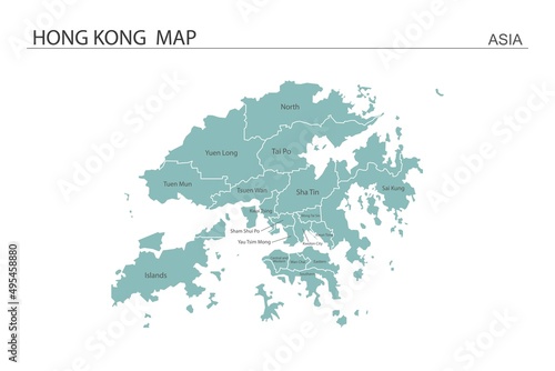 Hong Kong map vector illustration on white background. Map have all province and mark the capital city of Cambodia.
