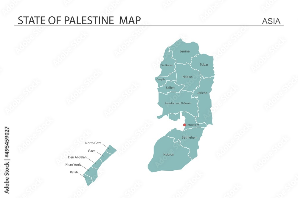 State of Palestine map vector illustration on white background. Map