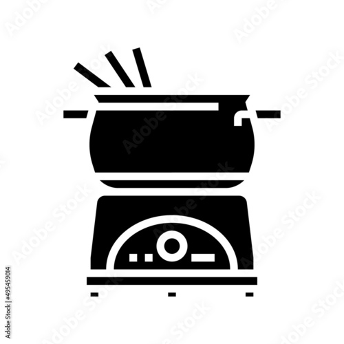steel fondue pot glyph icon vector. steel fondue pot sign. isolated contour symbol black illustration