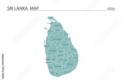 Sri Lanka map vector illustration on white background. Map have all province and mark the capital city of Sri Lanka.