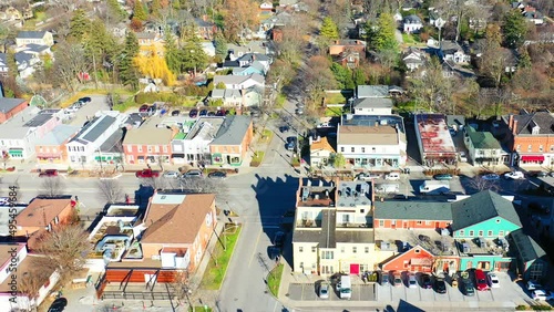 Aerial view of Niagara-on-the-Lake, Ontario, Canada on a fall day 4K
