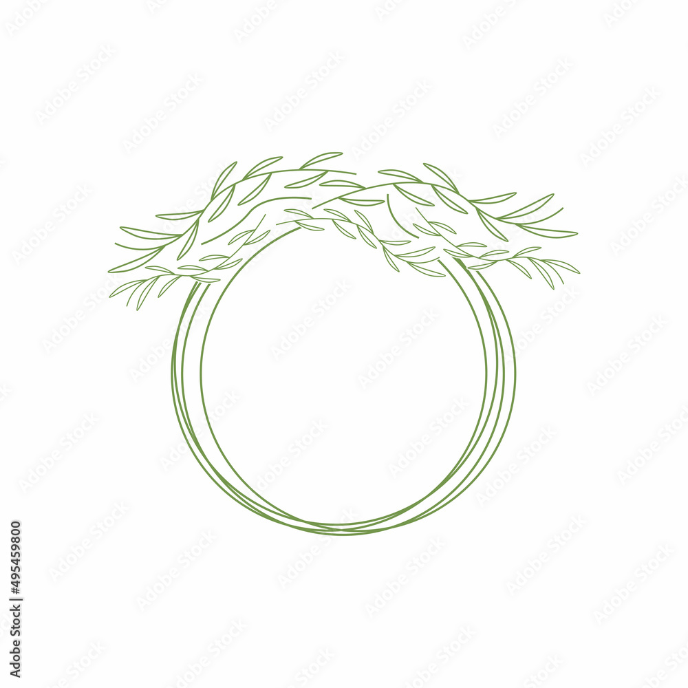 Vector floral logo template in elegant and minimal style with green color on white background illustration. Circle frames logos. For badges, labels, logotypes and branding business identity. Vector floral logo template in elegant and minimal style with green color on white background illustration. Circle frames logos. For badges, labels, logotypes and branding business identity.