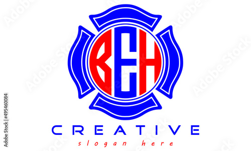 BEH three letters circle monogram initial geometric curves logo design