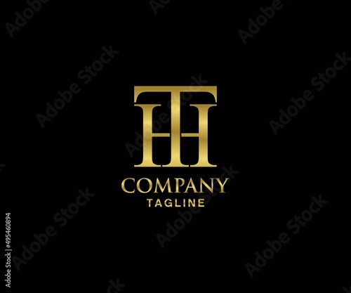 luxury letter TH logo design