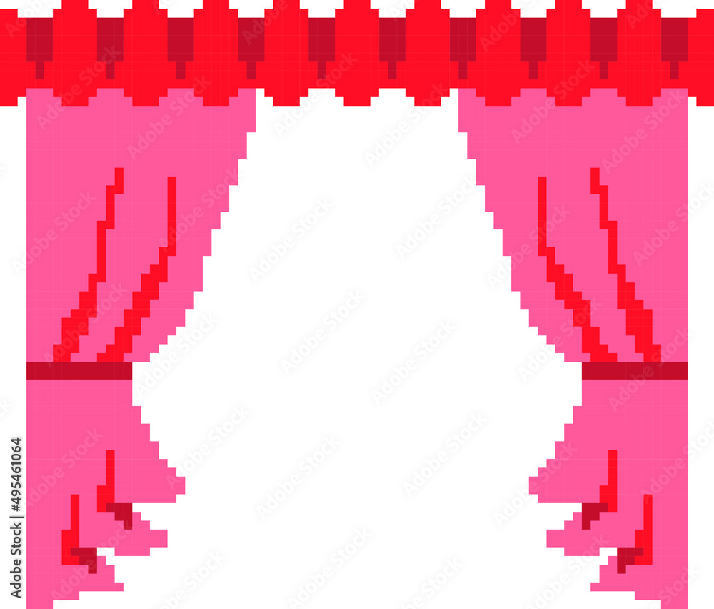 curtains Pixel Art isolated on white Background. Pixel art. Vector