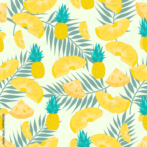 Colorful background, Pineapple background.tropical, Fresh concept design,Cute pattern.Pattern design