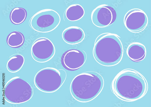 Tuschestrich - Kringel - Ring um Blasen, handgezeichnete Illustration, Vektorhintergrund