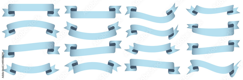 vector design element - set of blue  colored vintage ribbon banner labes on white background