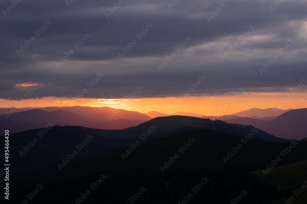 sunset in the mountains Ukraine Carpathians sunset in the mountains Ukraine Carpathians