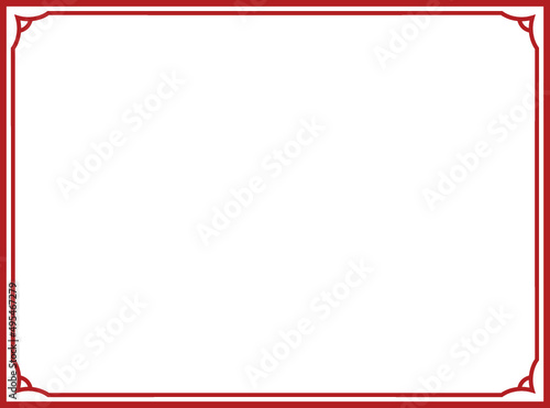 Red border frame. Vintage vector label on white background 