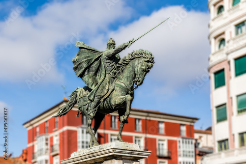 statue dedicated to the medieval hero El Cid Campeador in the city of Burgos, Spain photo