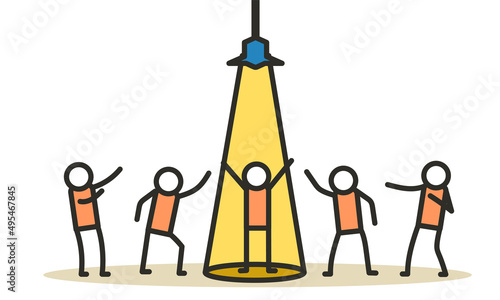 Talent businessman vector concept illustration. Career employee person job worker find. Search spotlight success man candidate. Recruit office leader hiring. Vacancy company choose unique interview