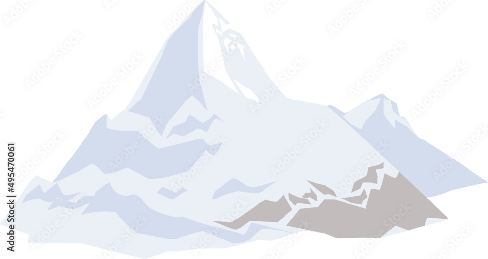 Snow Covered Mountain Peak Cartoon Illustration Snow Covered Mountain Peak Cartoon Illustration
