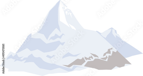Snow Covered Mountain Peak Cartoon Illustration