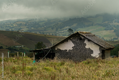 Colombian mud house in the middle of the mountains
