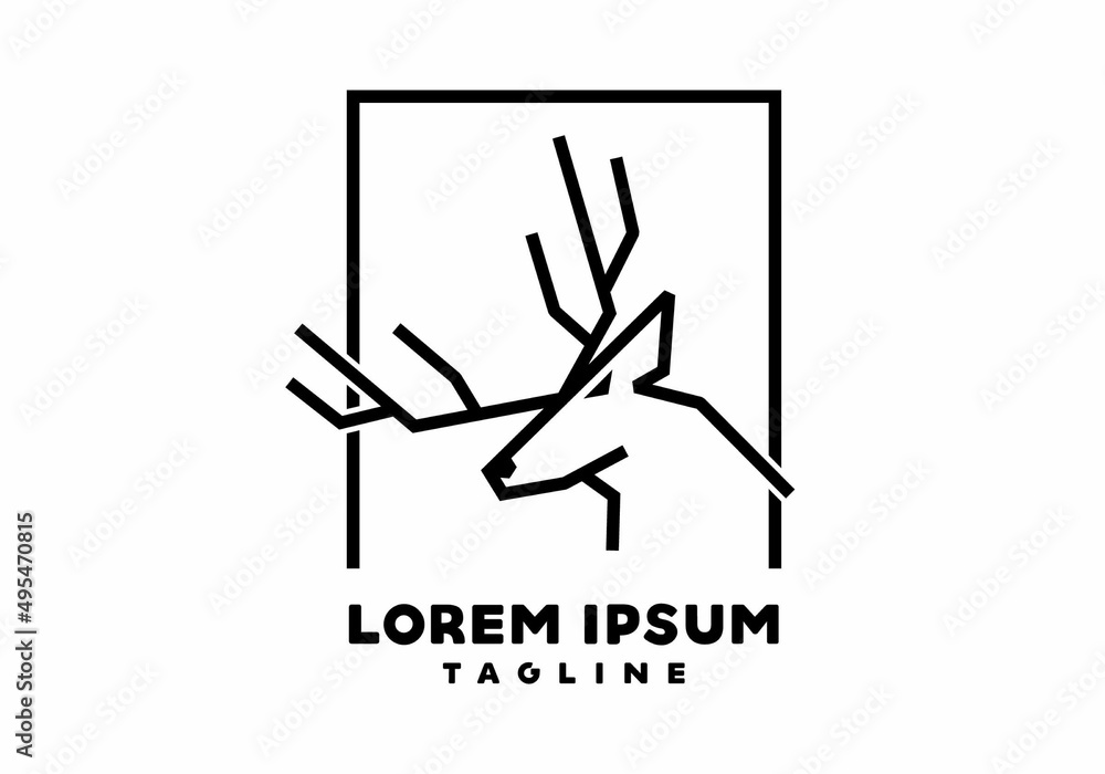 Deer head line art illustration