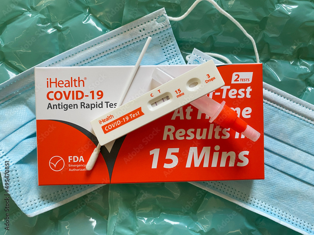 COViD rapid home test. iHealth test was distributed by United States government. iHealth COVID
