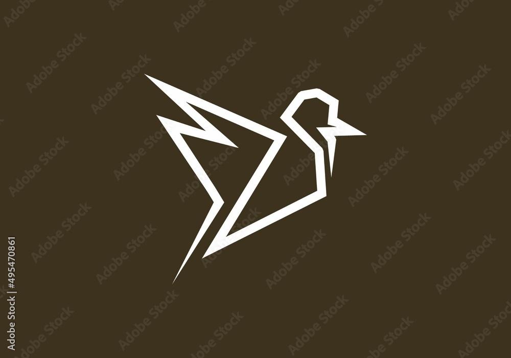 White line art illustration of bird White line art illustration of bird