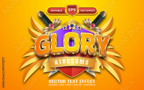 Glory game logo with editable text effect and golden style