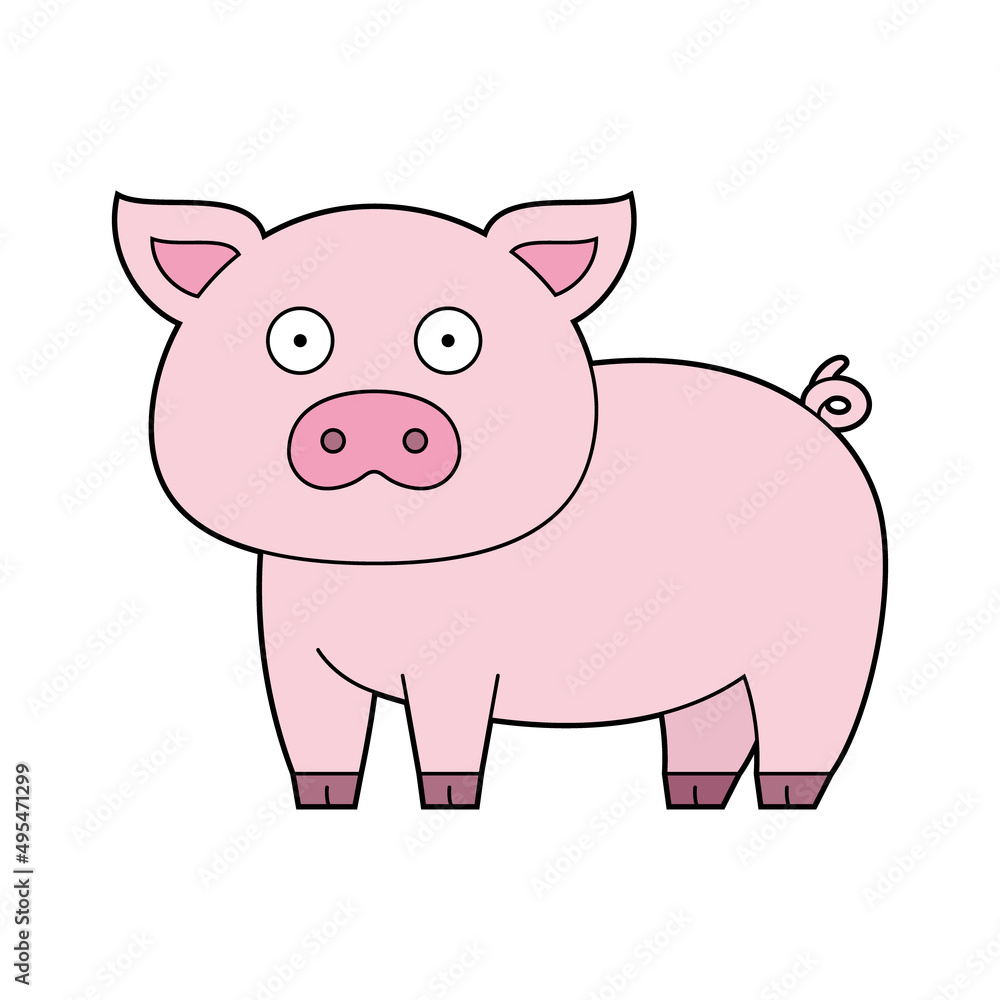 Cute cartoon vector illustration of a pig Cute cartoon vector illustration of a pig