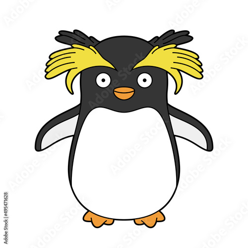 Cute cartoon vector illustration of a rockhopper penguin photo