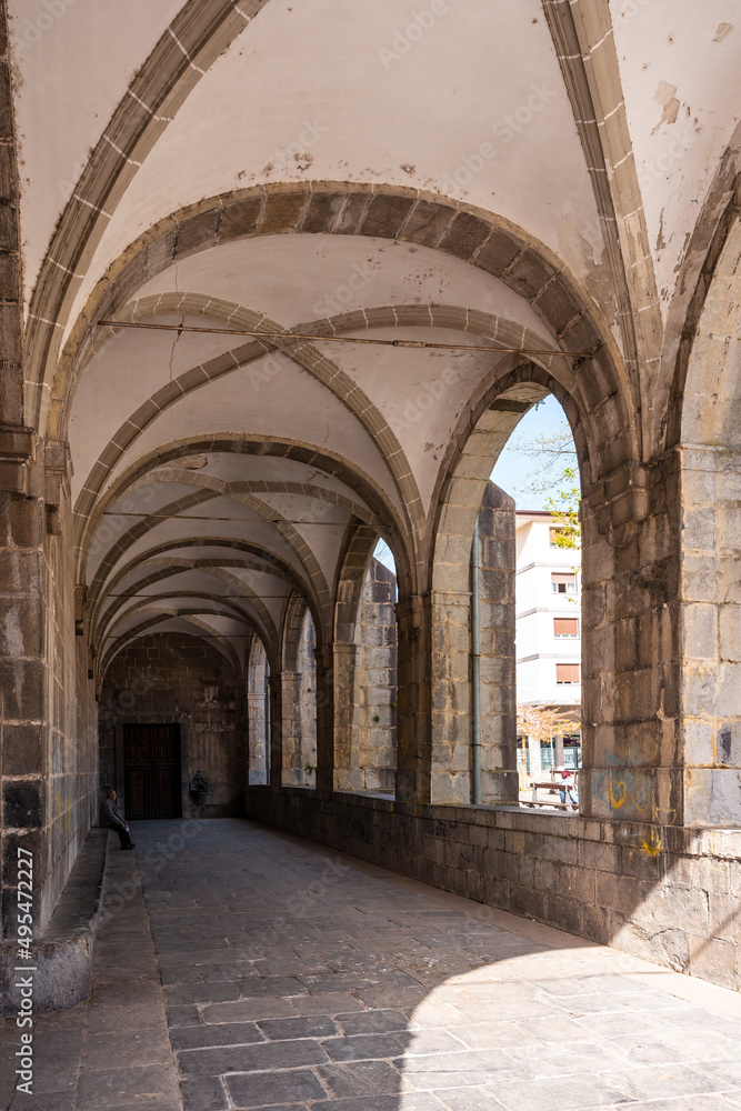 Arches inside the Parroquia de San Martin in the goiko square next to the town hall in Andoain, Gipuzkoa. Basque Country