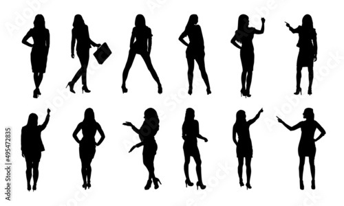 Vector silhouettes of ladies. sexy women silhouette Premium Vector