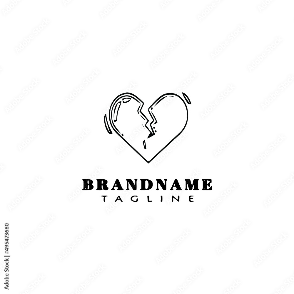 broken heart cartoon logo icon design template vector broken heart cartoon logo icon design template vector