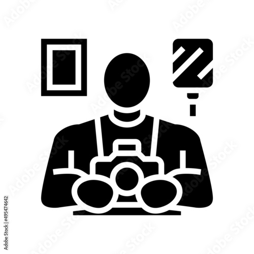 photographer business glyph icon vector. photographer business sign. isolated contour symbol black illustration