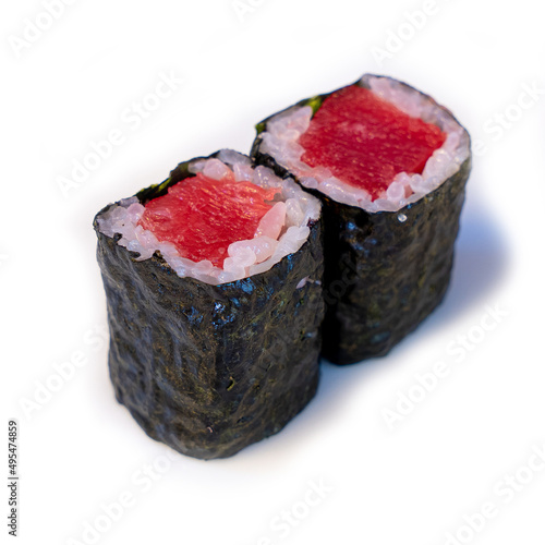 Sushi roll pieces with tuna. traditional Japanese cuisine,