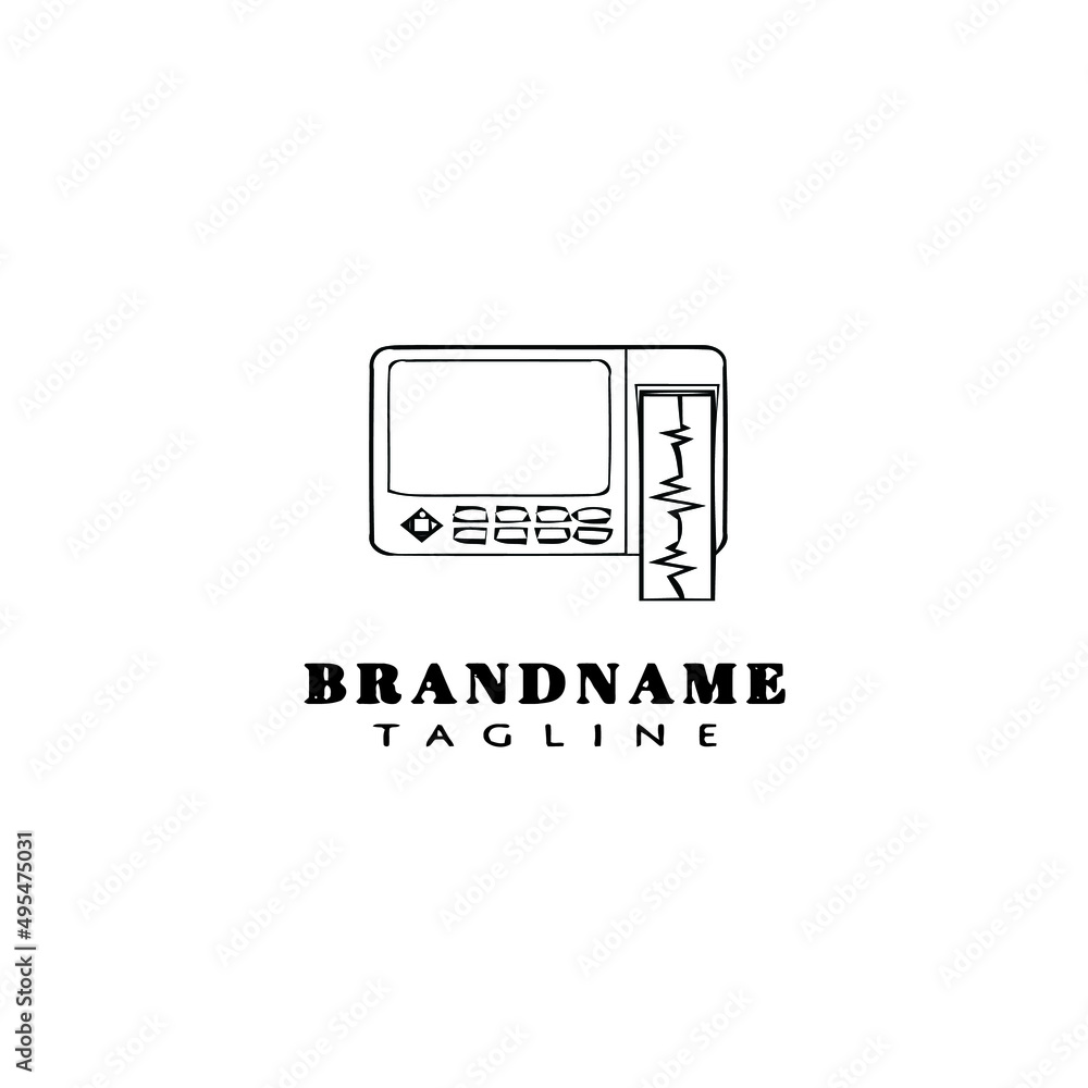 ekg machine cartoon logo template icon design black isolated vector illustration ekg machine cartoon logo template icon design black isolated vector illustration