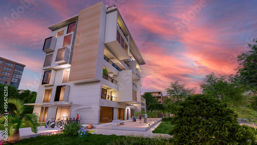 Modern new apartment block ...