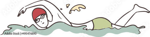 Person Swimming Colored Illustration