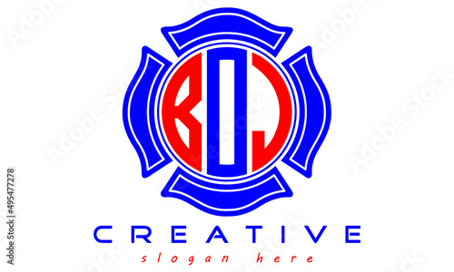 BOJ three letters circle monogram initial geometric curves logo design