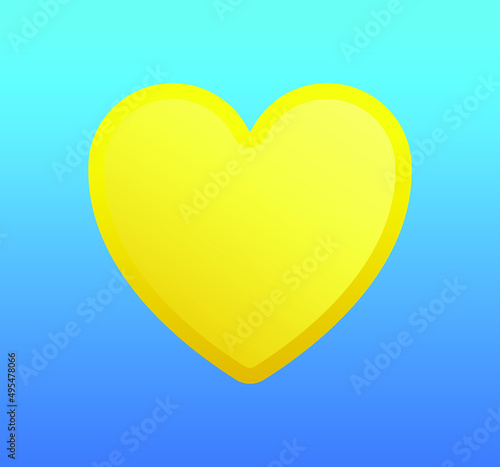 Free Download Yellow heart on blue background. Sign of friendship. Happiness icon. Flag of Ukraine, Sweden, and Kazakhstan. Soul symbol. Vector illustration. - GFXLoad